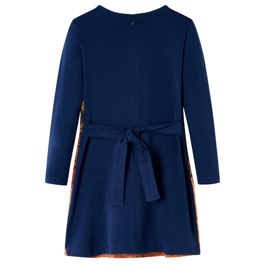 Vidaxl kinderjurk met lange mouwen 116 marineblauw