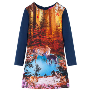 Vidaxl kinderjurk met lange mouwen 116 marineblauw