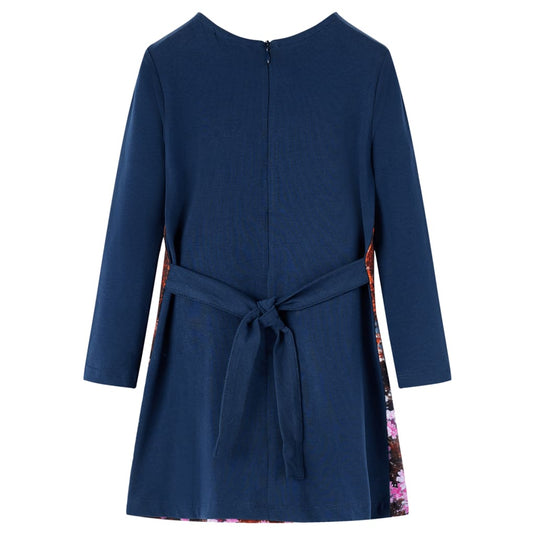 Vidaxl kinderjurk met lange mouwen 140 marineblauw
