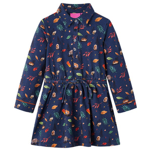 Vidaxl kinderjurk met lange mouwen 92 marineblauw