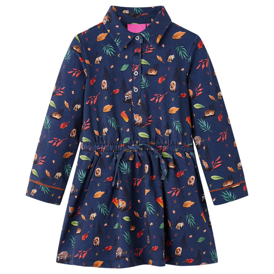 Vidaxl kinderjurk met lange mouwen 92 marineblauw