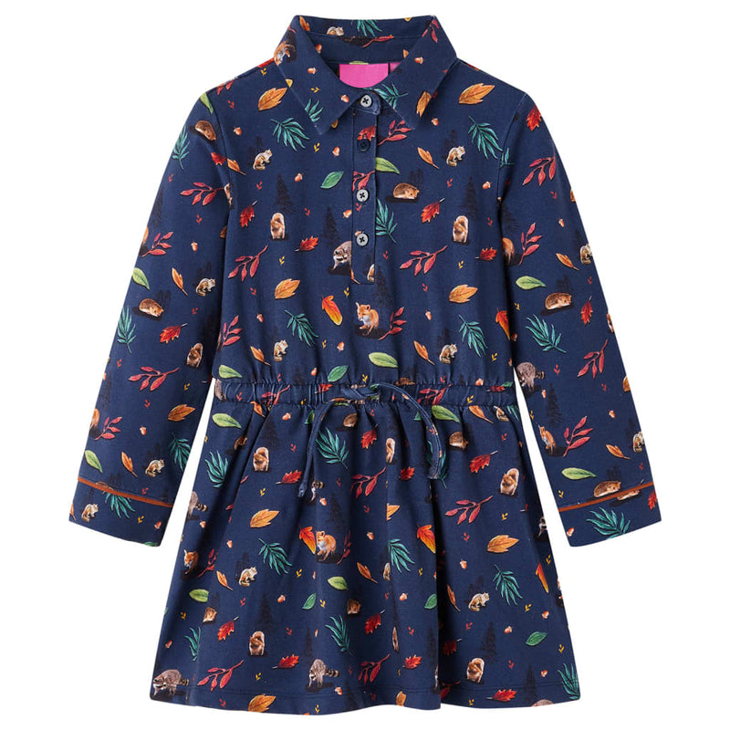 Load image into Gallery viewer, Vidaxl kinderjurk met lange mouwen 128 marineblauw
