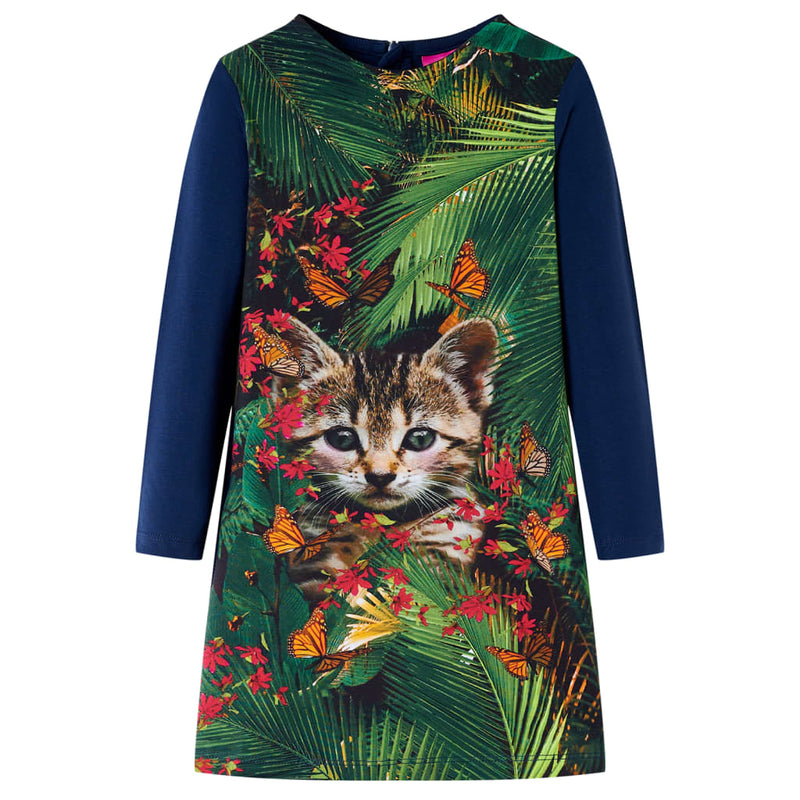 Load image into Gallery viewer, Vidaxl kinderjurk met lange mouwen 128 marineblauw
