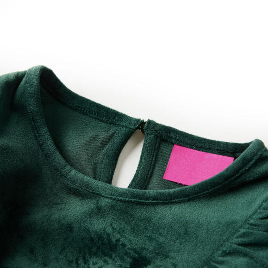 Vidaxl kinderblouse met ruches 104 donkergroen