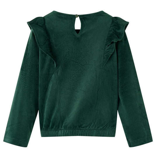 Vidaxl kinderblouse met ruches 116 donkergroen