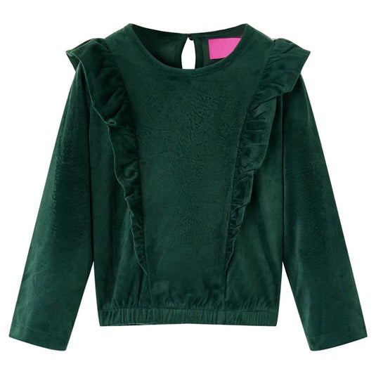 Vidaxl kinderblouse met ruches 140 donkergroen