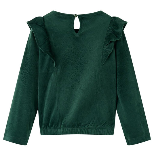 Vidaxl kinderblouse met ruches 140 donkergroen