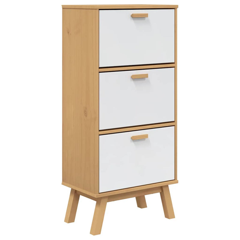Load image into Gallery viewer, Vidaxl schoenenkast olden 55x35x120 cm grenenhout wit en bruin
