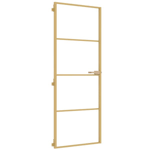 Vidaxl binnendeur smal 76x201,5 cm gehard glas en aluminium goudkleur