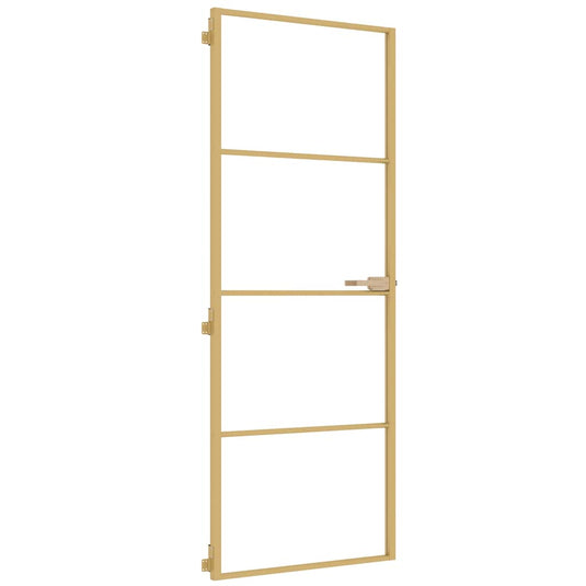 Vidaxl binnendeur smal 76x201,5 cm gehard glas en aluminium goudkleur