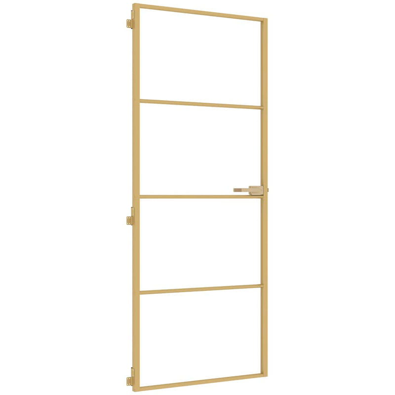 Load image into Gallery viewer, Vidaxl binnendeur smal 83x201,5 cm gehard glas en aluminium goudkleur

