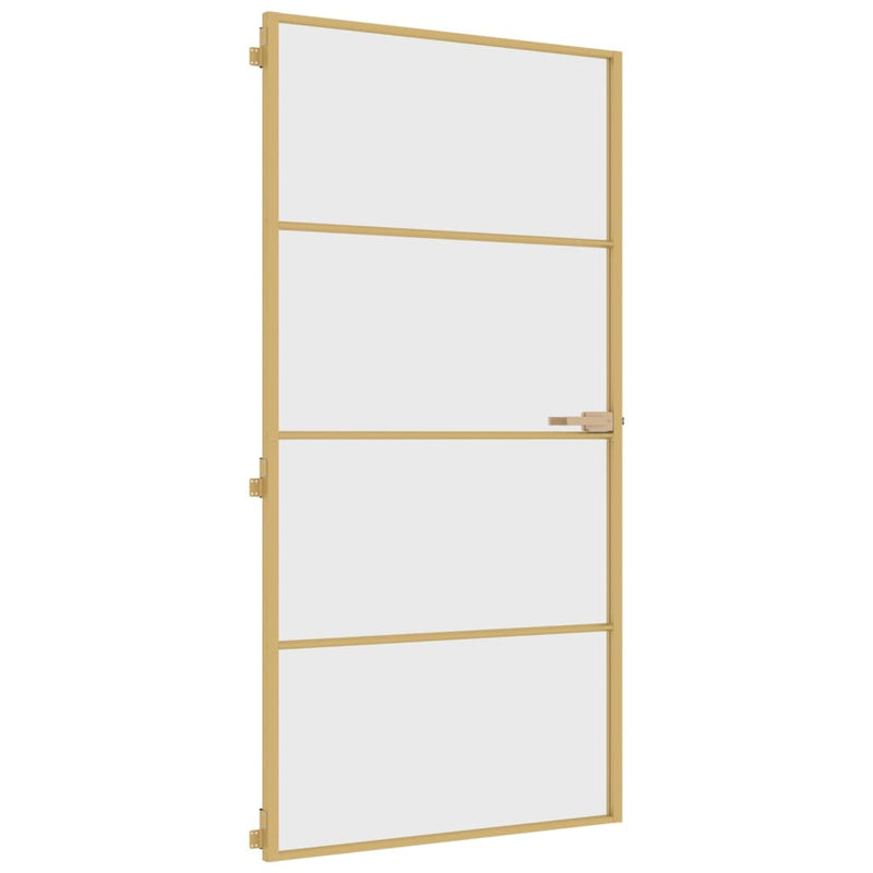 Load image into Gallery viewer, VidaXL Binnendeur smal 102,5x201,5 cm gehard glas en aluminium goud
