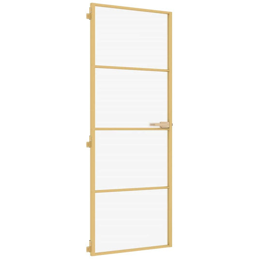 Vidaxl binnendeur smal 76x201,5 cm gehard glas en aluminium goudkleur