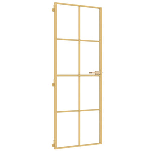 Vidaxl binnendeur smal 76x201,5 cm gehard glas en aluminium goudkleur