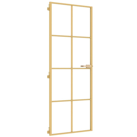 Vidaxl binnendeur smal 76x201,5 cm gehard glas en aluminium goudkleur