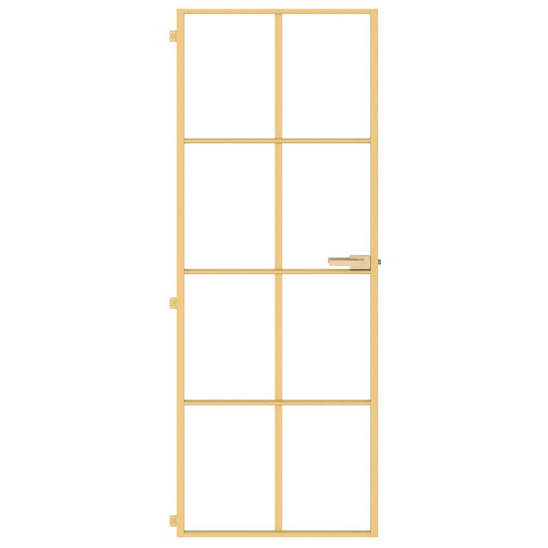 Load image into Gallery viewer, Vidaxl binnendeur smal 76x201,5 cm gehard glas en aluminium goudkleur
