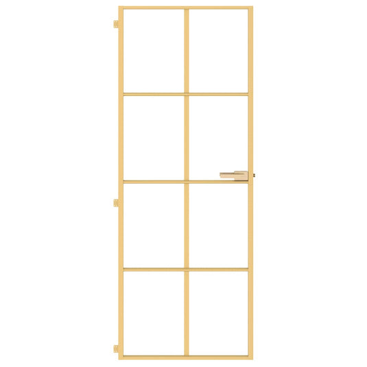 Vidaxl binnendeur smal 76x201,5 cm gehard glas en aluminium goudkleur