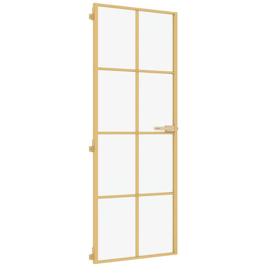 Vidaxl binnendeur smal 76x201,5 cm gehard glas en aluminium goudkleur