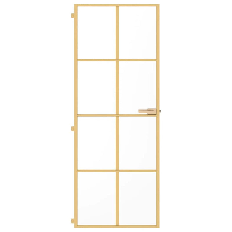 Load image into Gallery viewer, Vidaxl binnendeur smal 76x201,5 cm gehard glas en aluminium goudkleur
