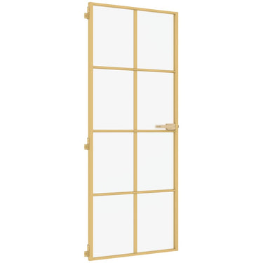 Vidaxl binnendeur smal 83x201,5 cm gehard glas en aluminium goudkleur