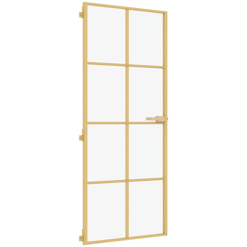 Load image into Gallery viewer, Vidaxl binnendeur smal 83x201,5 cm gehard glas en aluminium goudkleur
