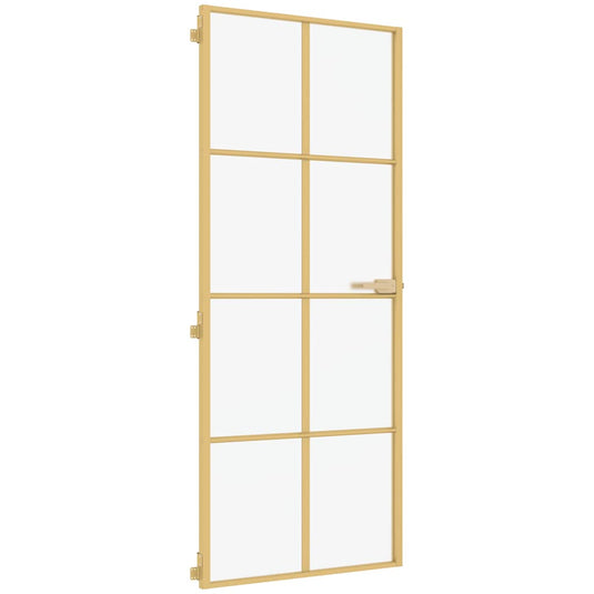 Vidaxl binnendeur smal 83x201,5 cm gehard glas en aluminium goudkleur