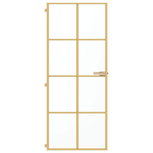 Vidaxl binnendeur smal 83x201,5 cm gehard glas en aluminium goudkleur
