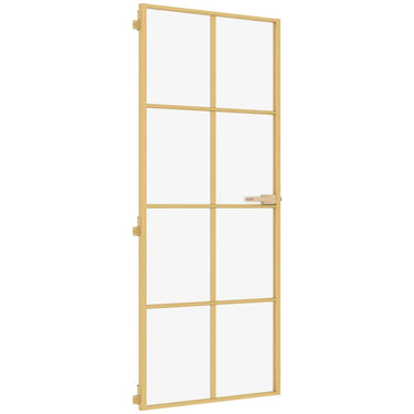 Vidaxl binnendeur smal 93x201,5 cm gehard glas en aluminium goudkleur