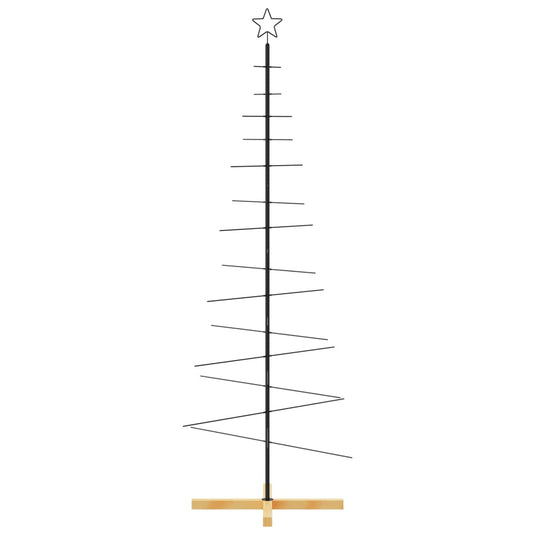Vidaxl kerstdecoratie kerstboom met houten basis 180 cm metaal zwart