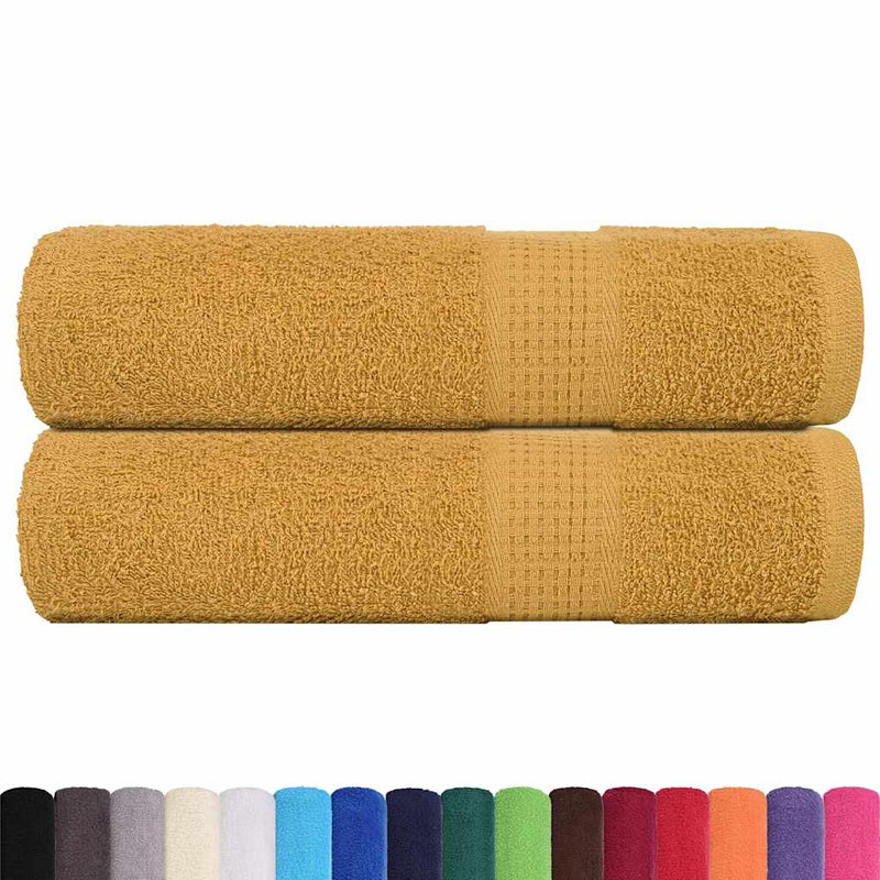 Load image into Gallery viewer, Vidaxl douchehanddoeken frogn 2 st 70x140 cm 360 g m² goud
