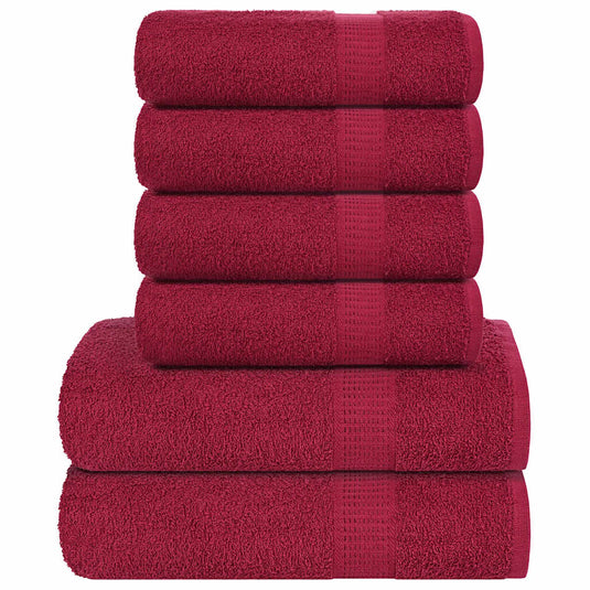 Vidaxl 6-delige handdoekenset frogn 360 g m² bordeaux