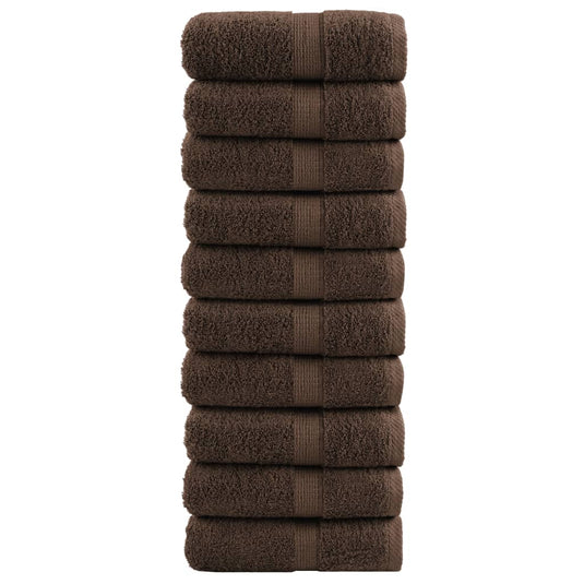 Vidaxl premium washandjes solund 10 stuks bruin 30x30 cm 600 g m²