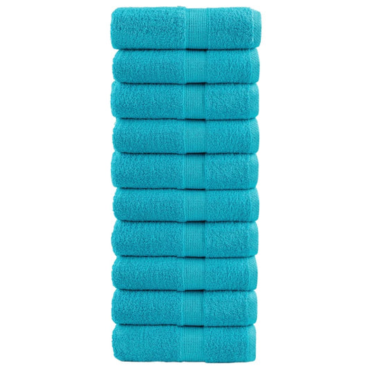 Vidaxl premium washandjes solund 10 stuks turquoise 30x30 cm 600 g m2