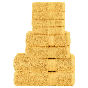 Vidaxl 8-delige handdoekenset solund 600 g m² goudkleurig
