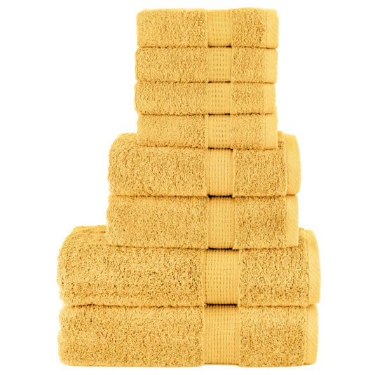 Vidaxl 8-delige handdoekenset solund 600 g m² goudkleurig