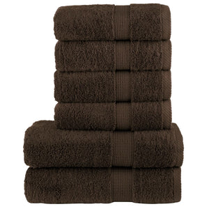 Vidaxl 6-delige handdoekenset solund 600 g m² bruin