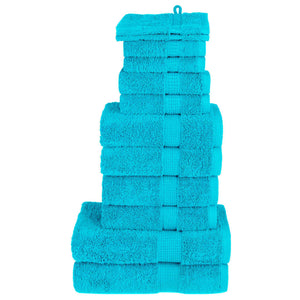 Vidaxl 12-delige handdoekenset solund 600 g m² turquoise