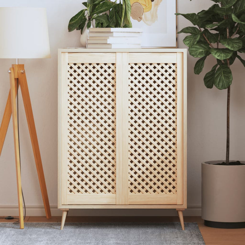 Load image into Gallery viewer, Vidaxl kastdeuren met latwerk 2 st 39,5x99 cm massief grenenhout
