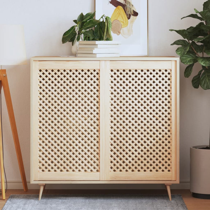 Load image into Gallery viewer, Vidaxl kastdeuren met latwerk 2 st 59,5x99 cm massief grenenhout
