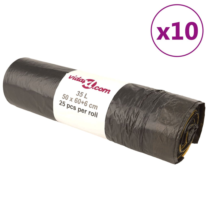 Load image into Gallery viewer, Vidaxl vuilniszakken met trekkoorden 250 st 35 l zwart
