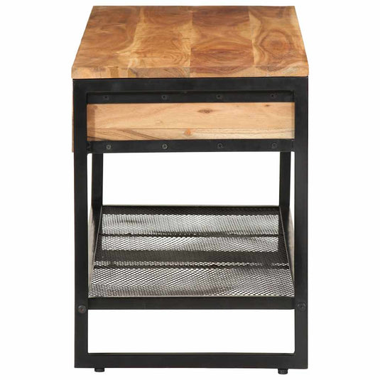 Vidaxl schoenenbankje 110x35x45 cm massief acaciahout en ijzer