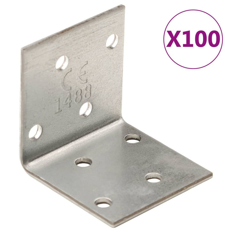 Load image into Gallery viewer, VidaXL Hoekbeugels 100 stuks 2 mm 40x40x40 mm gegalvaniseerd staal

