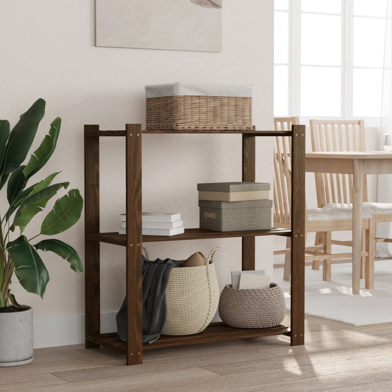 Load image into Gallery viewer, Vidaxl opbergrek 3-laags 80x38x90 cm massief grenenhout bruin
