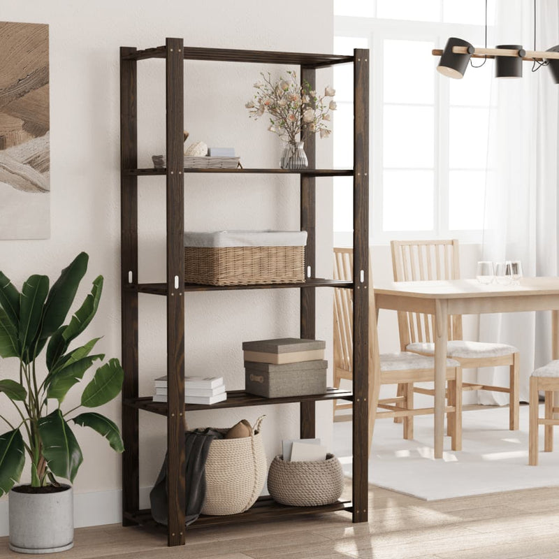 Load image into Gallery viewer, Vidaxl opbergrek 5-laags 80x38x170 cm massief grenenhout zwart
