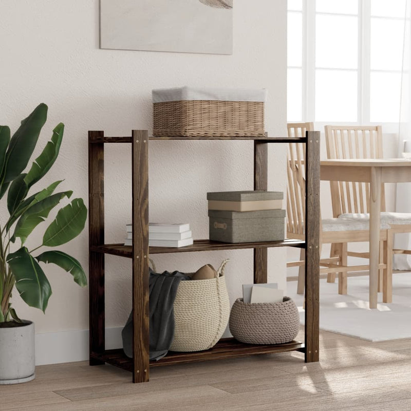 Load image into Gallery viewer, Vidaxl opbergrek 3-laags 80x38x90 cm massief grenenhout zwart
