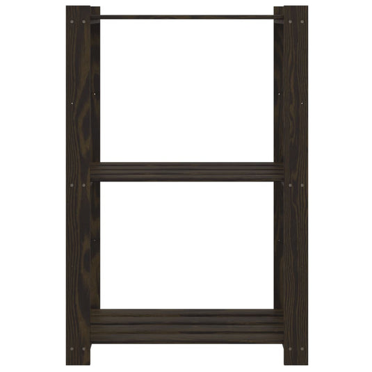 Vidaxl opbergrek 3-laags 60x38x90 cm massief grenenhout zwart