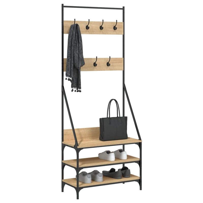 Load image into Gallery viewer, VidaXL Kledingrek met schoenenrek 72x34x184 cm sonoma eikenkleurig
