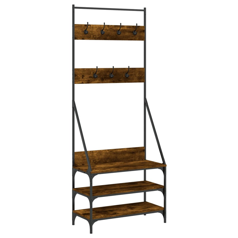 Load image into Gallery viewer, Vidaxl kledingrek met schoenenrek 72x34x184 cm gerookt eikenkleurig
