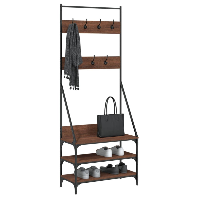 Load image into Gallery viewer, Vidaxl kledingrek met schoenenrek 72x34x184 cm bruin eikenkleur
