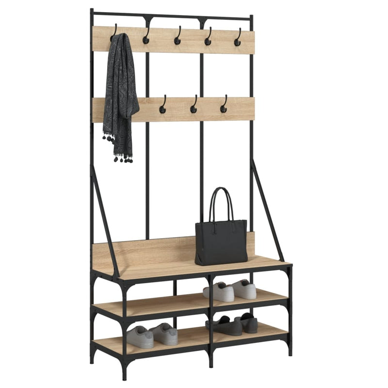 Load image into Gallery viewer, Vidaxl kledingrek met schoenenrek 100x40x184 cm sonoma eikenkleurig
